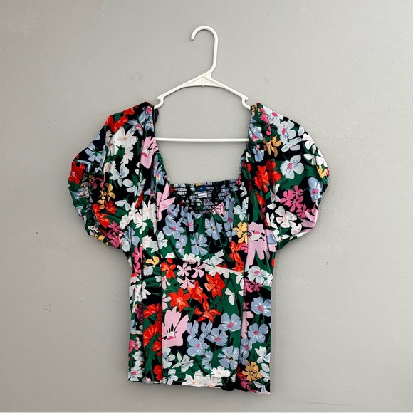 Old Navy Tops - Old Navy Red and Blue Puff Sleeve Blouse